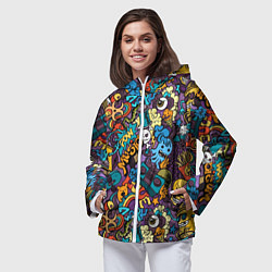 Ветровка с капюшоном женская Стрит-арт music: разноцветный, цвет: 3D-белый — фото 2