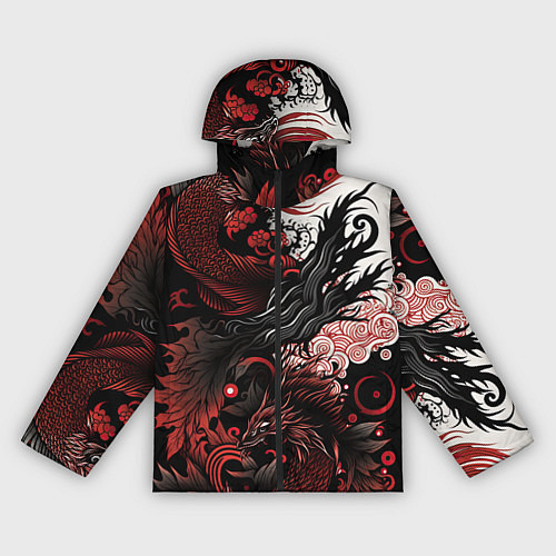 Женская ветровка Красный Irezumi узор / 3D-Черный – фото 1