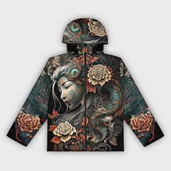 Ветровка с капюшоном женская Японская девушка Irezumi, цвет: 3D-черный