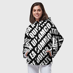 Ветровка с капюшоном женская Крупный рубленый текст Lorem Ipsum каллиграфия на, цвет: 3D-черный — фото 2