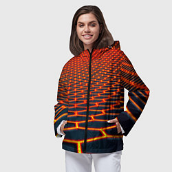 Ветровка с капюшоном женская Honeycomb yellow cyber, цвет: 3D-черный — фото 2