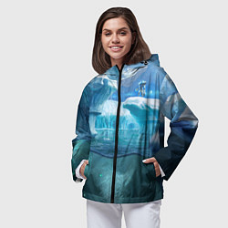 Ветровка с капюшоном женская Subnautica - КРАБ на леднике, цвет: 3D-черный — фото 2