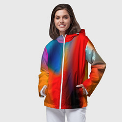 Ветровка с капюшоном женская Градиент разноцветный, цвет: 3D-белый — фото 2