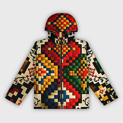 Ветровка с капюшоном женская Русский узор крестиком, цвет: 3D-черный