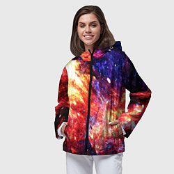Ветровка с капюшоном женская Космическое сияние ночь, цвет: 3D-черный — фото 2