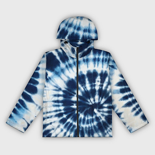 Женская ветровка Эффект тай дай - размытый синий узор / 3D-Черный – фото 1