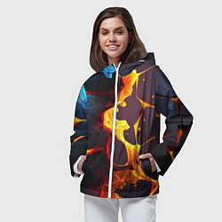 Ветровка с капюшоном женская ВЫтекающая лава из плит, цвет: 3D-белый — фото 2