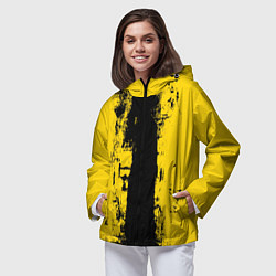 Ветровка с капюшоном женская Вертикальная черно-желтая полоса Cyberpunk 2077, цвет: 3D-черный — фото 2