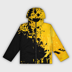 Ветровка с капюшоном женская Пятна черной краски на желтом фоне, цвет: 3D-черный