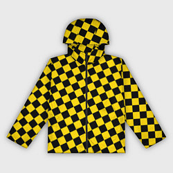 Ветровка с капюшоном женская Черно-желтая мелкая клетка, цвет: 3D-черный