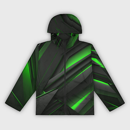 Женская ветровка Черно-зеленые объемные полосы / 3D-Черный – фото 1