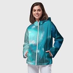 Ветровка с капюшоном женская Волны в море, цвет: 3D-белый — фото 2