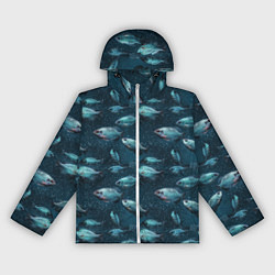 Ветровка с капюшоном женская Текстура из рыбок, цвет: 3D-белый