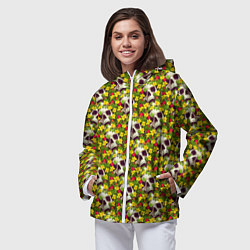 Ветровка с капюшоном женская Черепа в луговых цветах, цвет: 3D-белый — фото 2