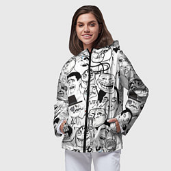 Ветровка с капюшоном женская Сборник мемов, цвет: 3D-черный — фото 2