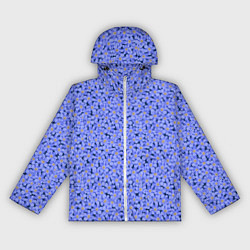 Ветровка с капюшоном женская Незабудки цветочный паттерн на темном фоне, цвет: 3D-белый