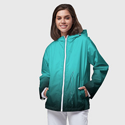 Ветровка с капюшоном женская Силуэт лисы на градиентном фоне, цвет: 3D-белый — фото 2