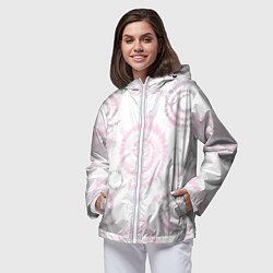 Ветровка с капюшоном женская Тай дай пудровый, цвет: 3D-белый — фото 2