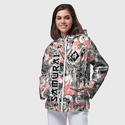 Ветровка с капюшоном женская Самурай татуировки, цвет: 3D-белый — фото 2