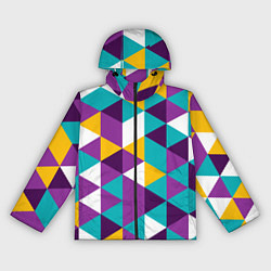 Ветровка с капюшоном женская Разноцветный ромбический паттерн, цвет: 3D-черный