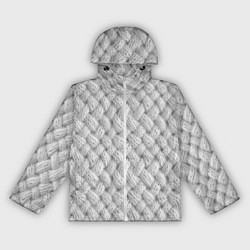 Ветровка с капюшоном женская Крупный белый вязаный узор, цвет: 3D-белый