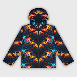 Ветровка с капюшоном женская Разломы и свечение плит, цвет: 3D-черный