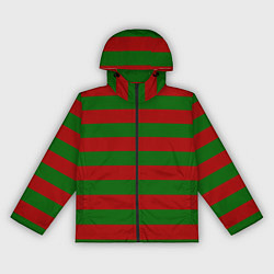 Ветровка с капюшоном женская Красно-зеленые полоски, цвет: 3D-черный