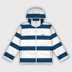 Ветровка с капюшоном женская Бело-синий полосатый узор, цвет: 3D-белый