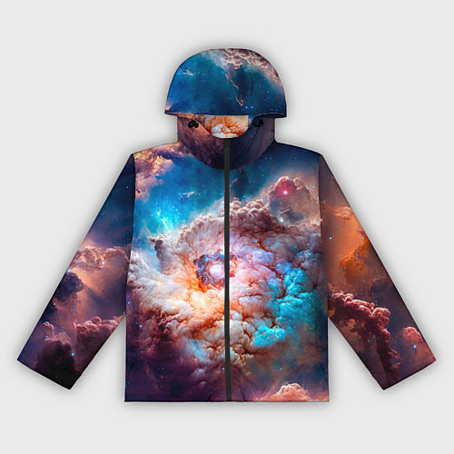 Женская ветровка Небула в космосе в голубо-розовых тонах - нейронна / 3D-Черный – фото 1