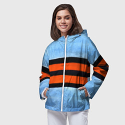Ветровка с капюшоном женская Георгиевская лента на голубом фоне, цвет: 3D-белый — фото 2