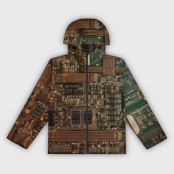 Ветровка с капюшоном женская Старая печатная плата, цвет: 3D-черный