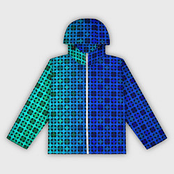 Ветровка с капюшоном женская Сине-зеленый геометрический узор, цвет: 3D-белый