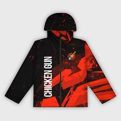Ветровка с капюшоном женская Чикен ган - красная абстракция, цвет: 3D-черный