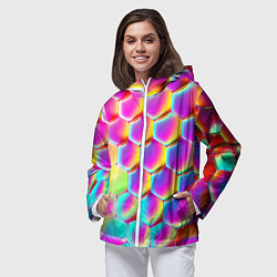 Ветровка с капюшоном женская Розовая чешуя - текстура, цвет: 3D-белый — фото 2