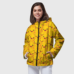 Ветровка с капюшоном женская Желтая резиновая уточка для ванны, цвет: 3D-черный — фото 2