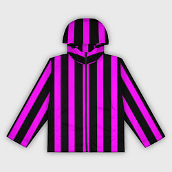 Ветровка с капюшоном женская В полоску черного и фиолетового цвета, цвет: 3D-черный