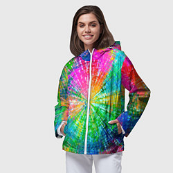 Ветровка с капюшоном женская Радужное излучение, цвет: 3D-белый — фото 2