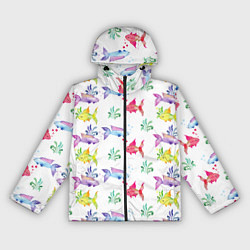 Ветровка с капюшоном женская Яркие рыбки, цвет: 3D-черный