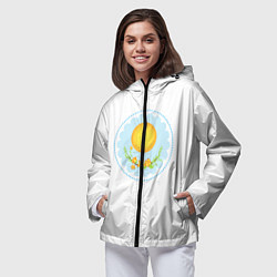 Ветровка с капюшоном женская Солнце и цветы, цвет: 3D-черный — фото 2