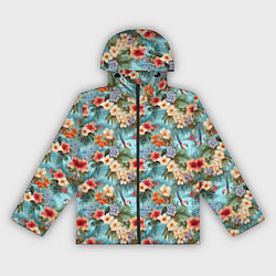 Ветровка с капюшоном женская Гавайский стиль, цвет: 3D-черный