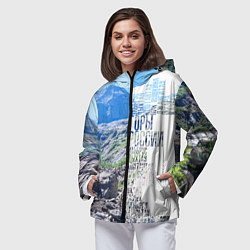 Ветровка с капюшоном женская Горы России, цвет: 3D-черный — фото 2