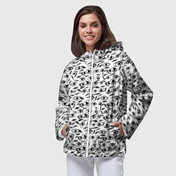 Ветровка с капюшоном женская Море глаз на белом фоне, цвет: 3D-белый — фото 2