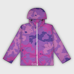 Ветровка с капюшоном женская Фиолетовый камуфляж, цвет: 3D-белый