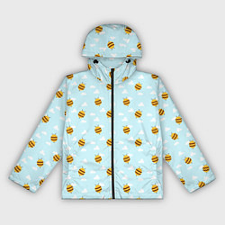 Ветровка с капюшоном женская Паттерн облака и пчелы, цвет: 3D-черный