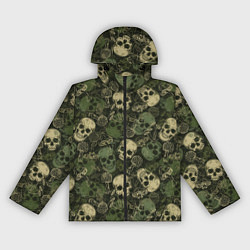 Ветровка с капюшоном женская Камуфляж с черепами и грибами, цвет: 3D-черный