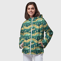 Ветровка с капюшоном женская Парусники в море, цвет: 3D-белый — фото 2