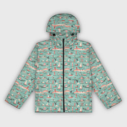 Ветровка с капюшоном женская Маленькие кораблики, цвет: 3D-черный