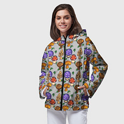 Ветровка с капюшоном женская Stardew valley - pixel mushrooms, цвет: 3D-черный — фото 2