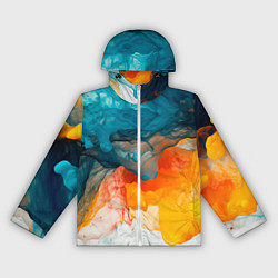 Ветровка с капюшоном женская Синяя и оранжевая жидкости, цвет: 3D-белый