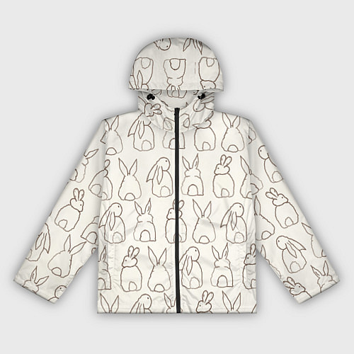 Женская ветровка Хвостики зайчиков - паттерн на молочном / 3D-Черный – фото 1
